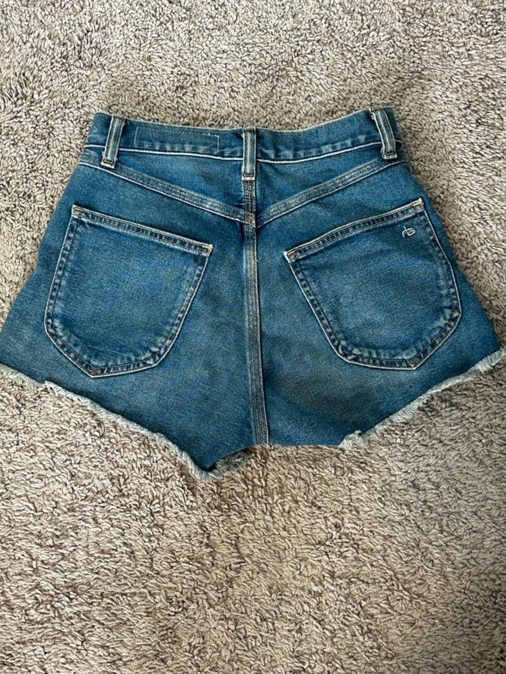 Rag & Bone Blue Denim High-Rise Button-Front Women's Shorts Size 25 - Picture 6 of 7